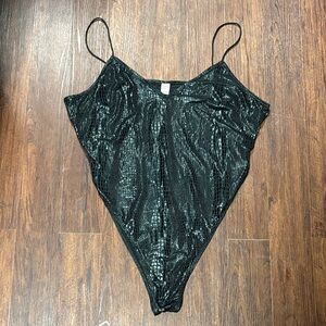 Milumia Black Shiny Bodysuit